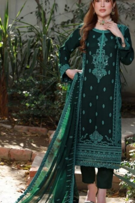 Dark Sea Green Luxury Chiffon Pakistani Salwar Suits