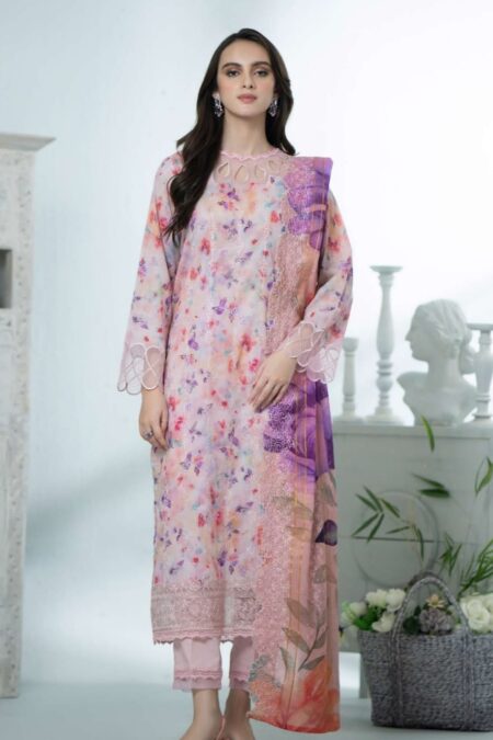 Light Pink Color Embroidered Lawn Pakistani Salwar Kameez