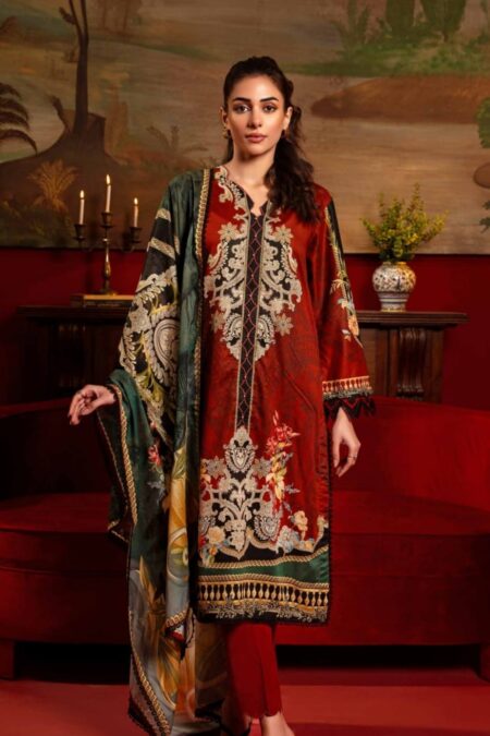 Red & Bolds Lawn Pakistani Dresses By Gul Ahmed - D06