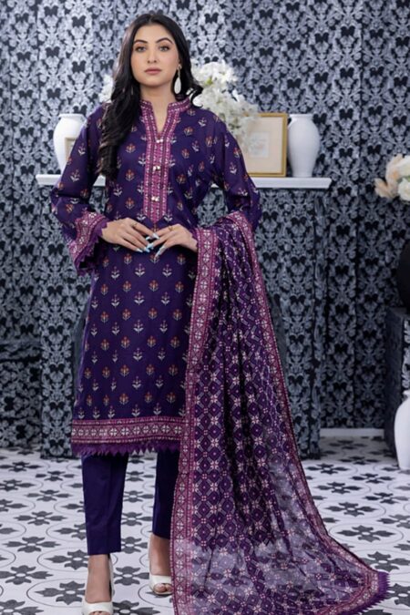 Unstitched Pure Lawn Suit - D03