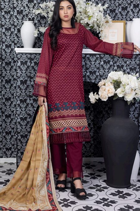 Unstitched Pure Lawn Suit - D13