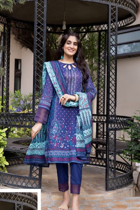 Blue Color Printed Lawn Pakistani Salwar Kameez