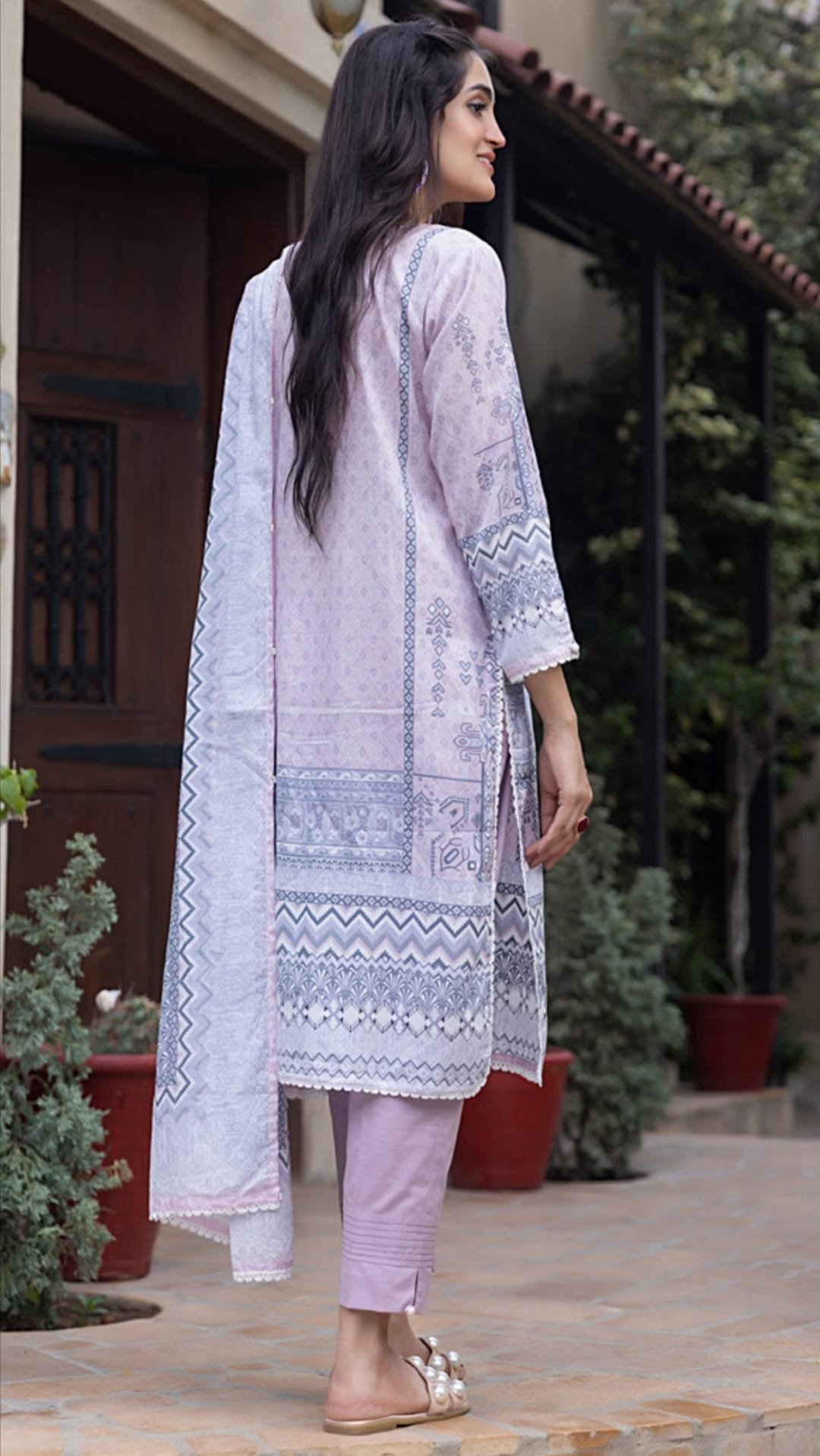 Unstitched Pure Cotton Suit - D07 - Image 2