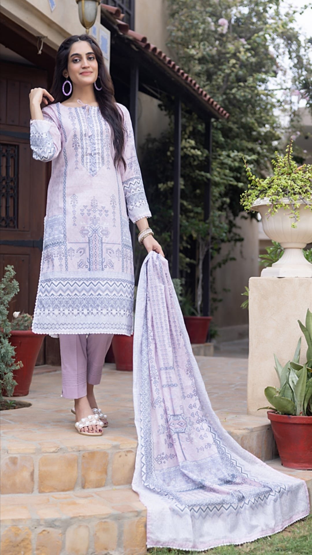 Unstitched Pure Cotton Suit - D07 - Image 4