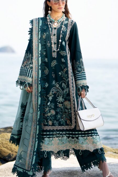Luxury Embroidered Lawn Suit with Chiffon Dupatta - D01