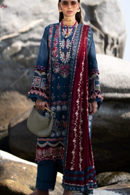 Blue Color Embroidered Unstitched Pakistani Salwar Kameez