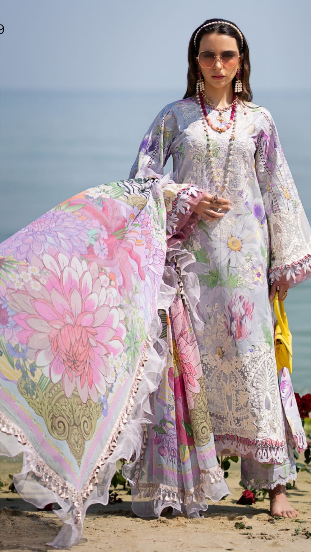 Luxury Embroidered Lawn Suit with Chiffon Dupatta - D09 - Image 3