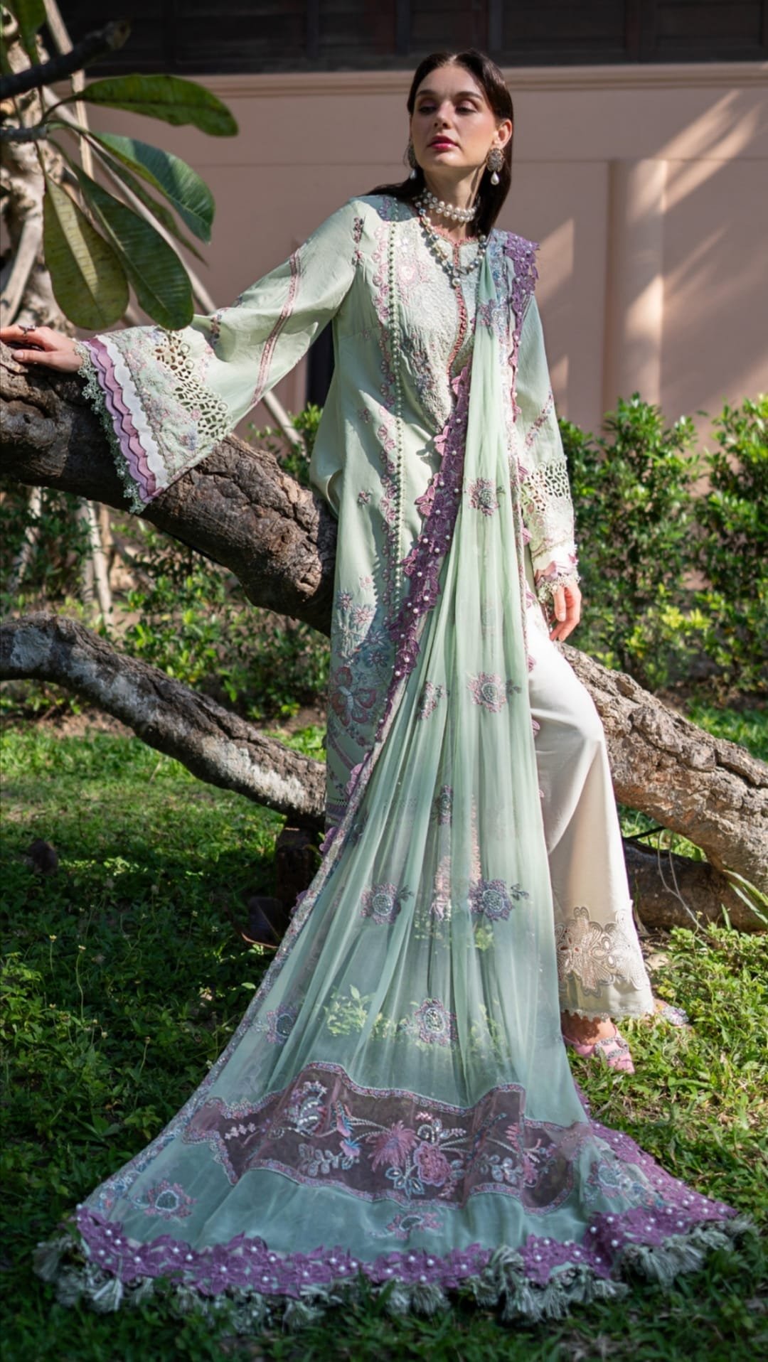 Luxury Embroidered Lawn Suit with Chiffon Dupatta - D10 - Image 3