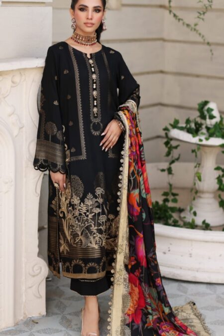 Black Color Embroidered Jacquard Pakistani Dresses
