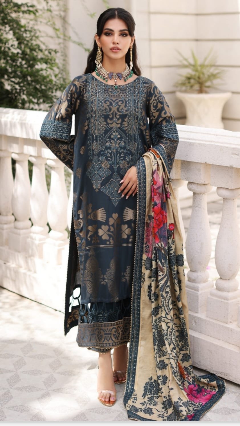 Luxury Embroidered Staple Jacquard - D07