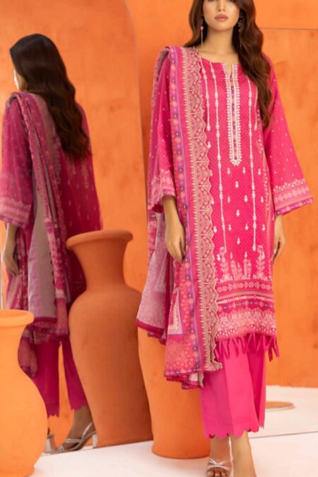 Dark Pink Color Embroidered Unstitched Pakistani Dresses
