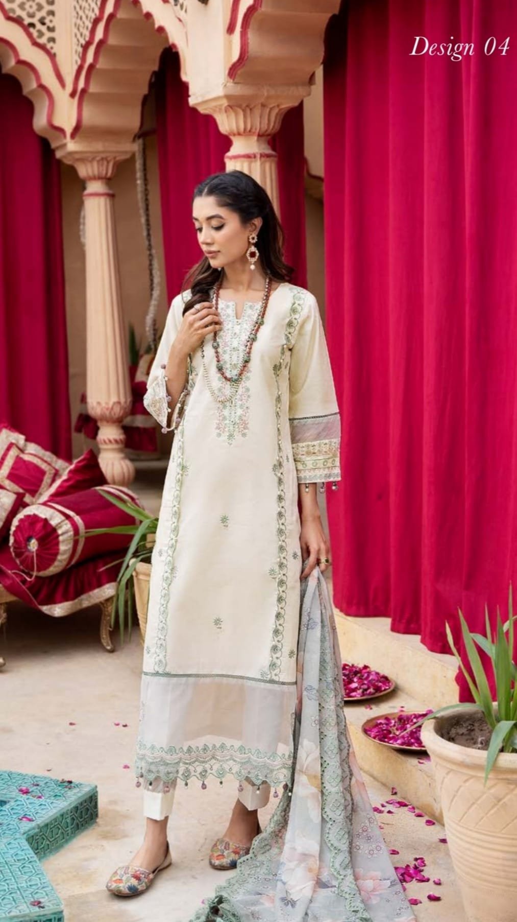 Luxurious Readymade Embroidered Lawn Suit - D04 - Image 3