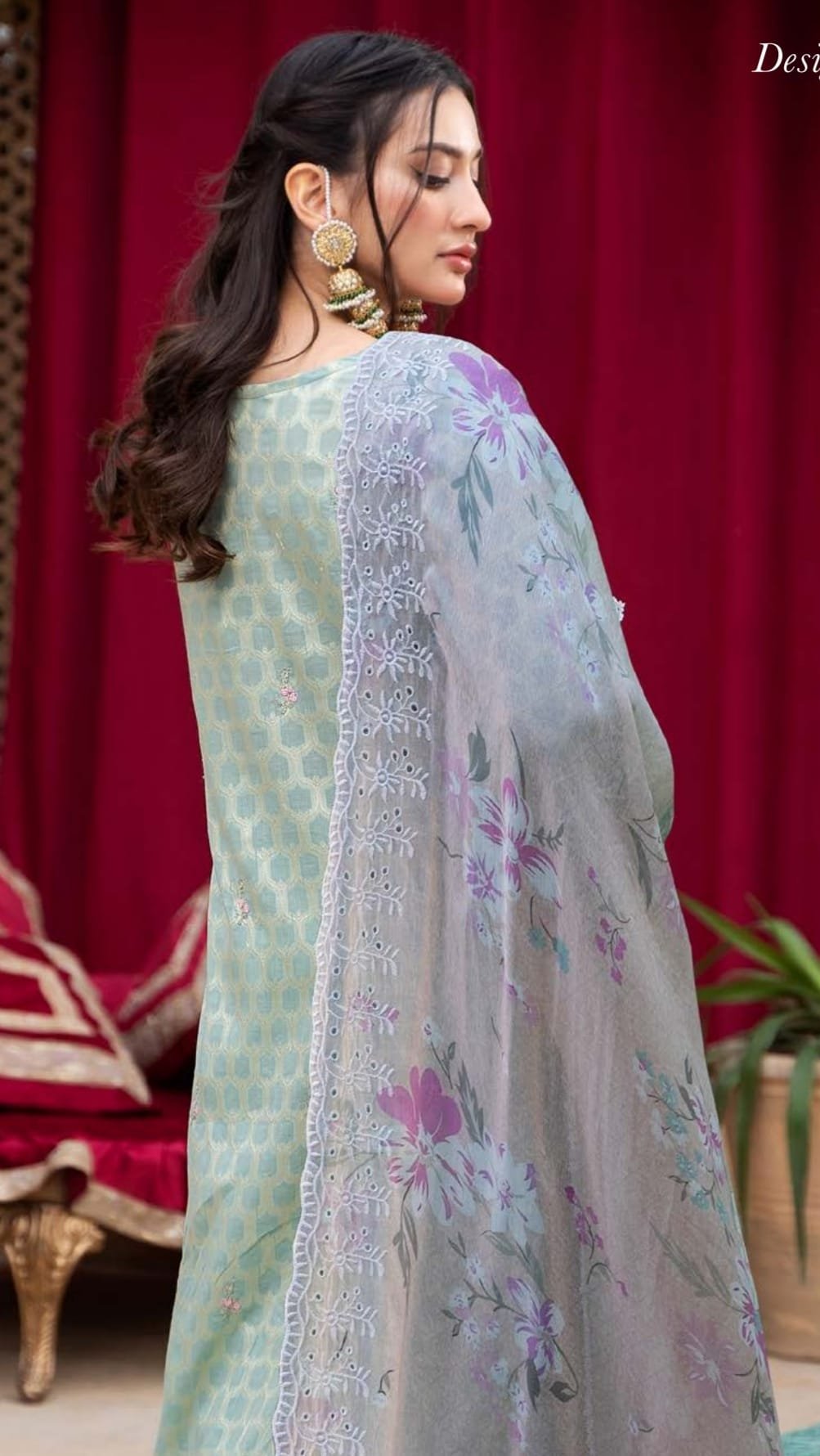 Luxurious Readymade Embroidered Lawn Suit - D05 - Image 3