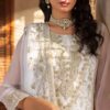 White Color Stitched Chiffon Pakistani Dress