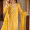 yellow color stitched chiffon pakistani dresses