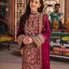 Dark Magenta Embroidered Twisted Silk pakistani party suits