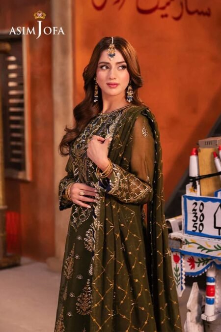Green Color Embroidered Chiffon Pakistani Eid Suits