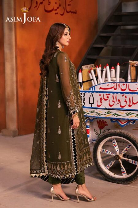 Green Color Embroidered Chiffon Pakistani Salwar Suits