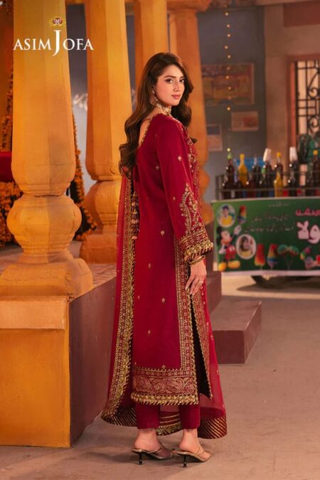 Maroon Color Embroidered Twisted Silk Pakistani Salwar Suits