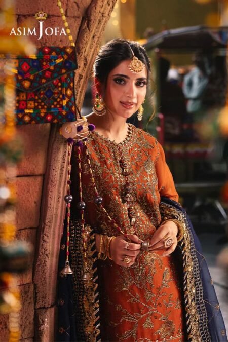 Orange Color Embroidered Chiffon Pakistani Festive Suits