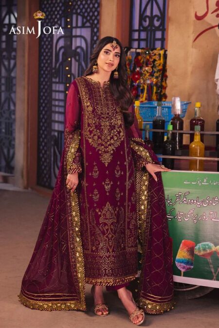 Purple Color Embroidered Chiffon Pakistani Suits