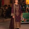 Purple Color Embroidered Twisted Silk Pakistani Eid Suits 2025
