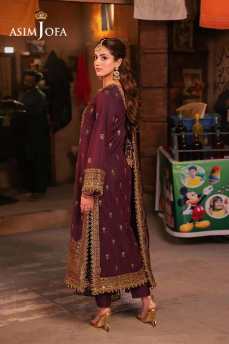 Purple Color Embroidered Twisted Silk Pakistani Salwar Suits