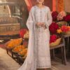 White Color embroidered chiffon pakistani salwar suits