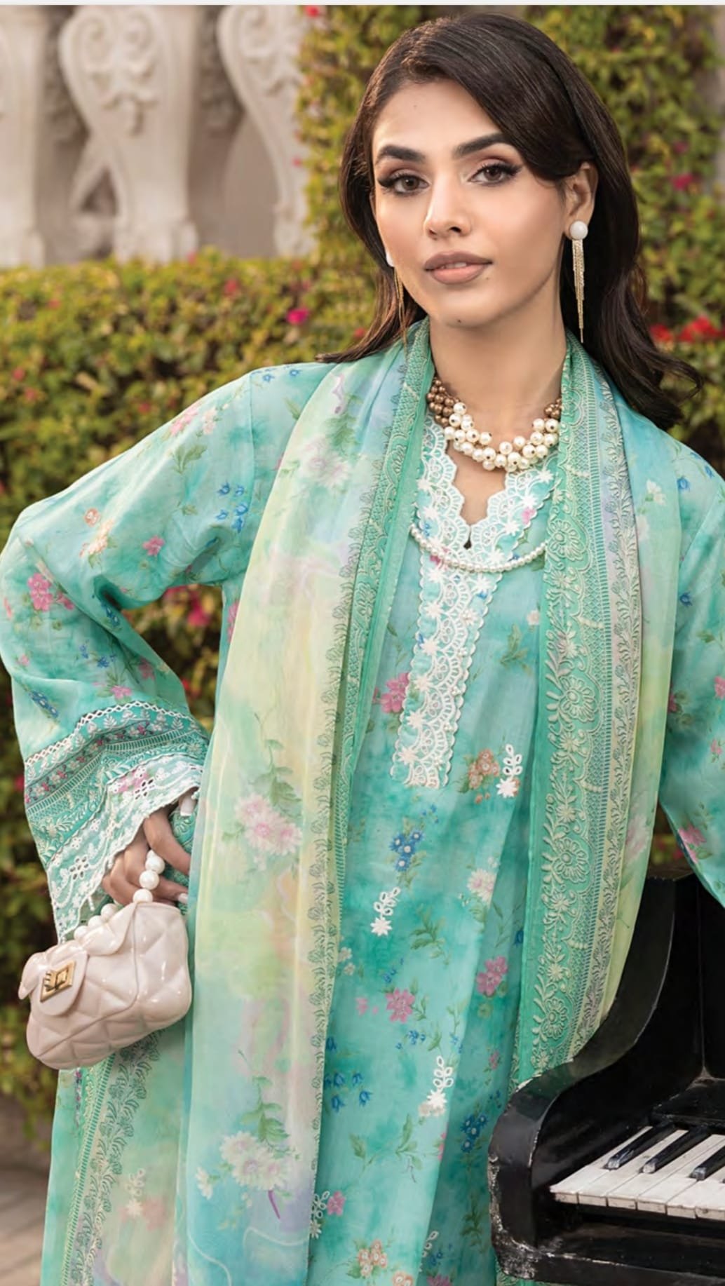 Unstitched Embroidered Lawn Suit - D02 - Image 3
