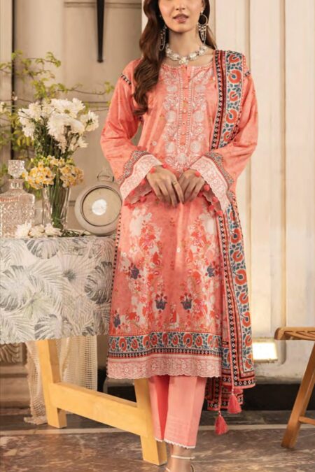 Unstitched Embroidered Lawn Suit  - D10