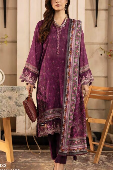 Unstitched Embroidered Lawn Suit - D09