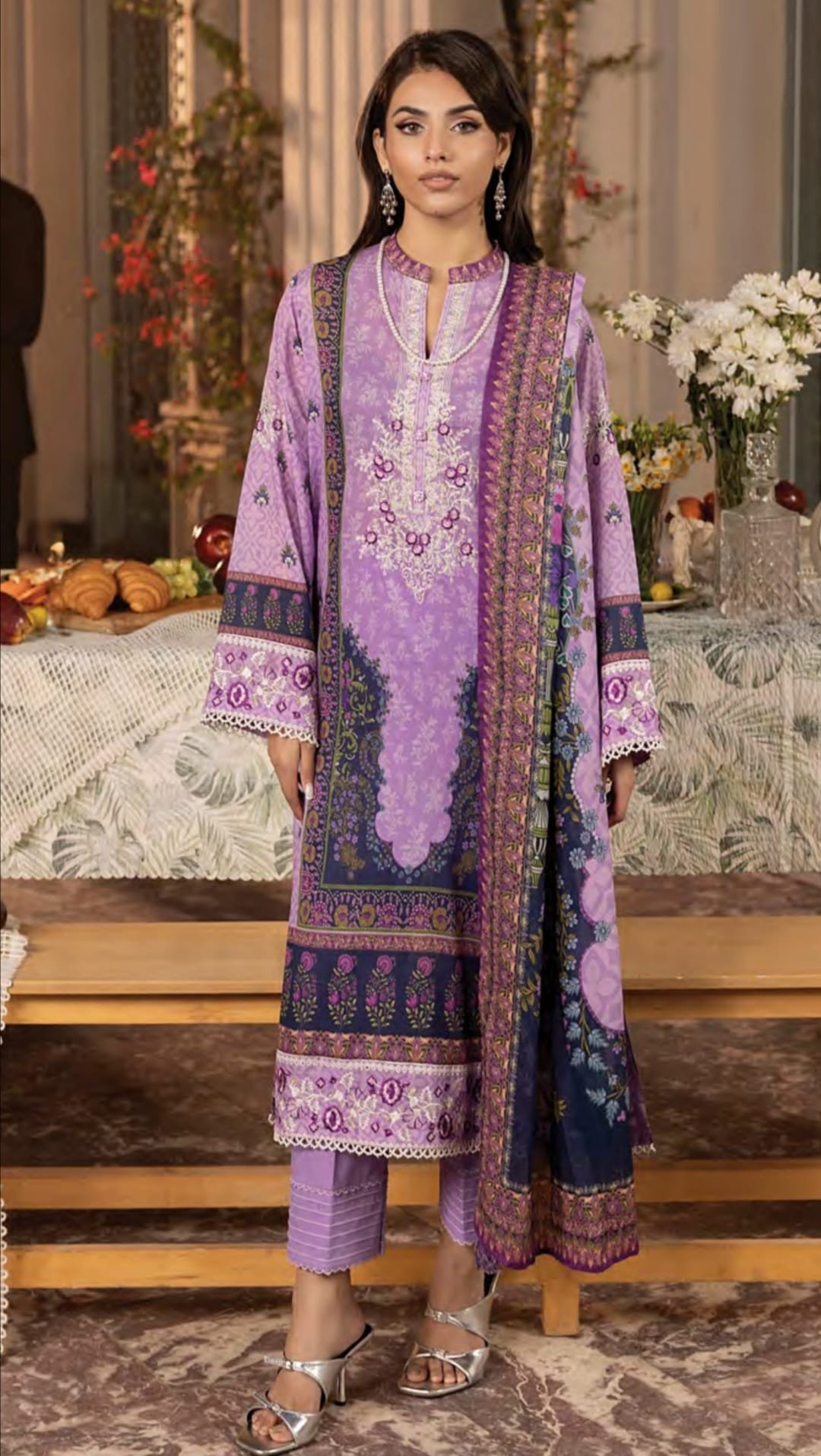 Unstitched Embroidered Lawn Suit - D08