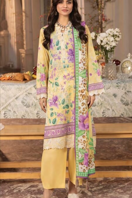 Unstitched Embroidered Lawn Suit - D07