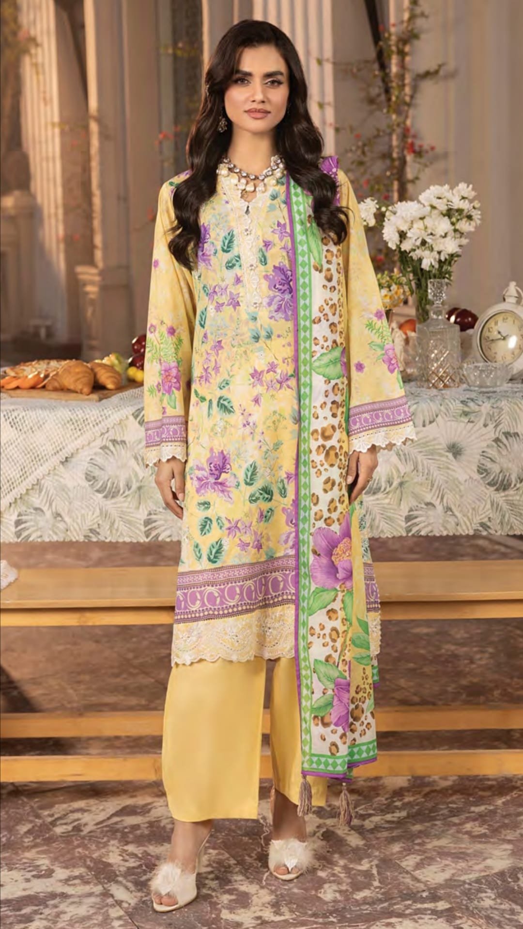 Unstitched Embroidered Lawn Suit - D07