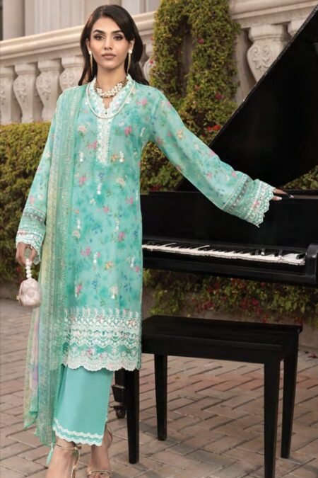 Unstitched Embroidered Lawn Suit - D02