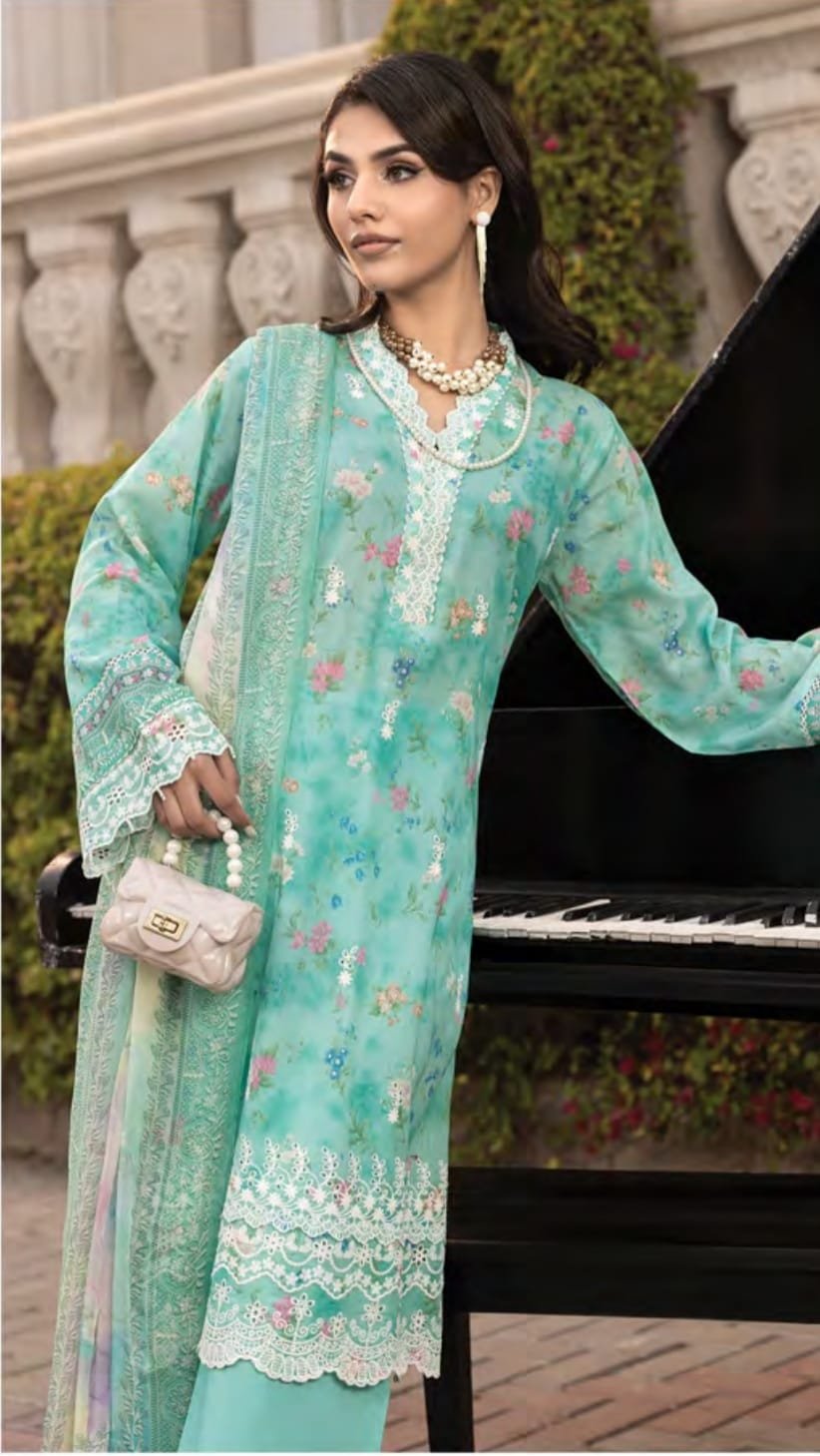 Unstitched Embroidered Lawn Suit - D02 - Image 2