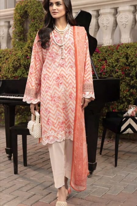 Unstitched Embroidered Lawn Suit - D03
