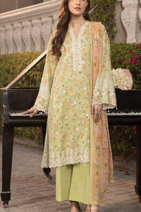 Unstitched Embroidered Lawn Suit - D01