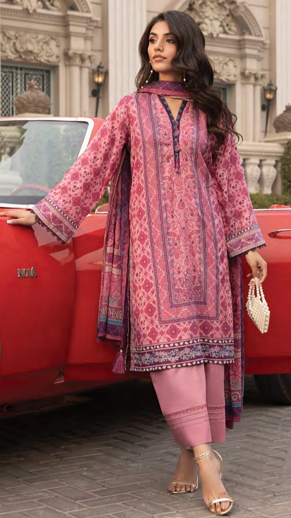 Printed Cotton Suit With Chiffon Dupatta - D06 - Image 2