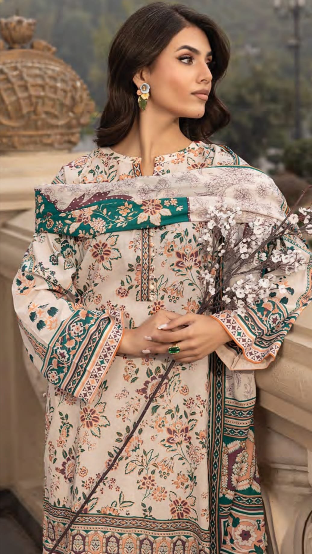 Printed Cotton Suit With Cotton Dupatta - D08 - Image 2