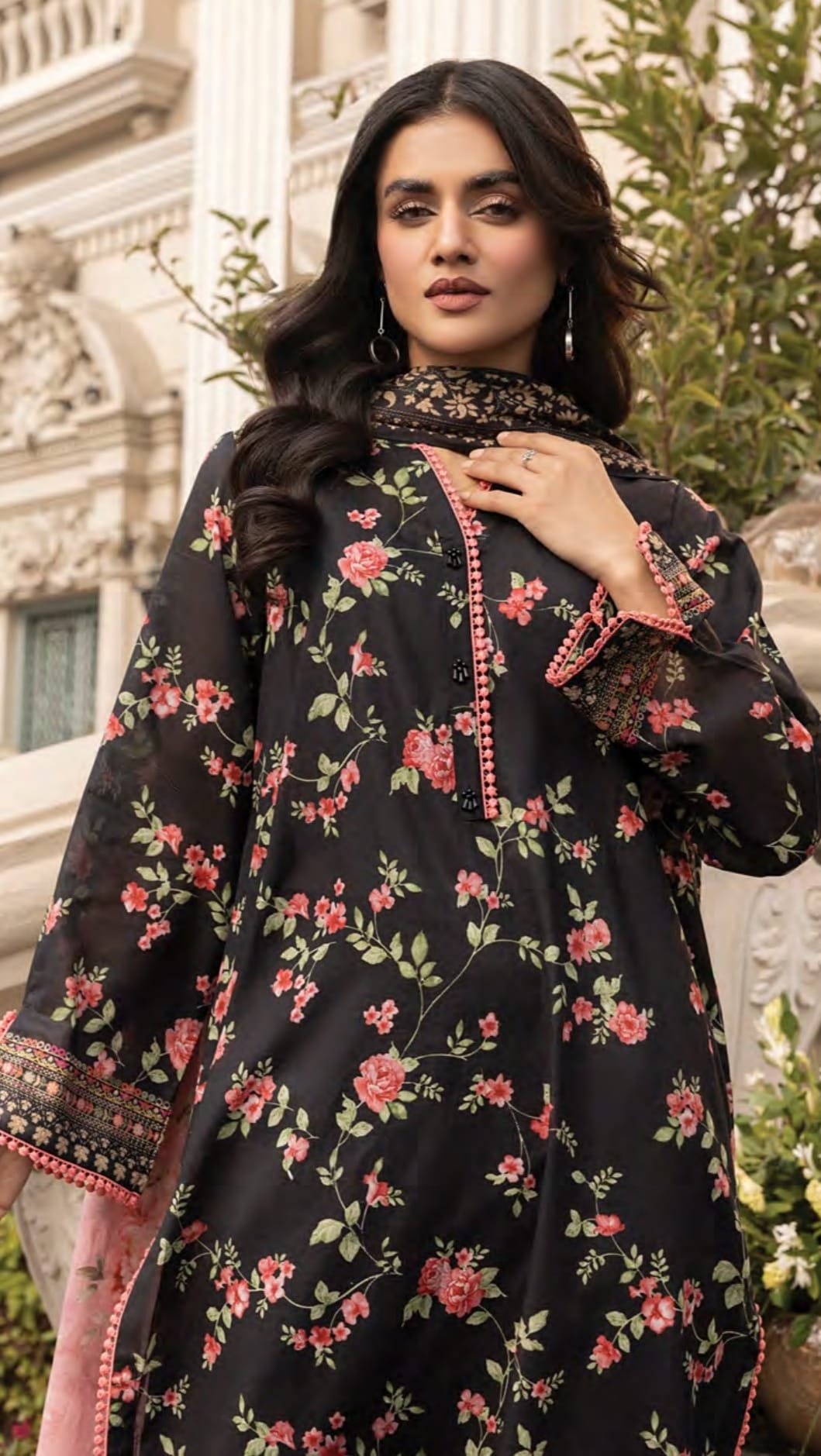 Black Lawn Suit With Lawn Dupatta - D09 - Image 2