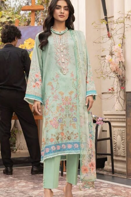 Printed Cotton Suit With Chiffon Dupatta - D14