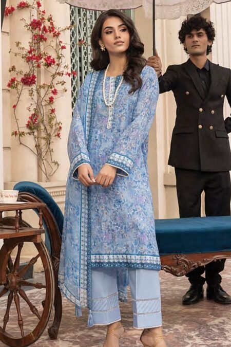 Printed Cotton Suit With Chiffon Dupatta - D15