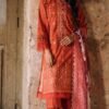 orange color unstitched embroidered pakistani suits