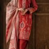 red color unstitched pakistani lawn suits