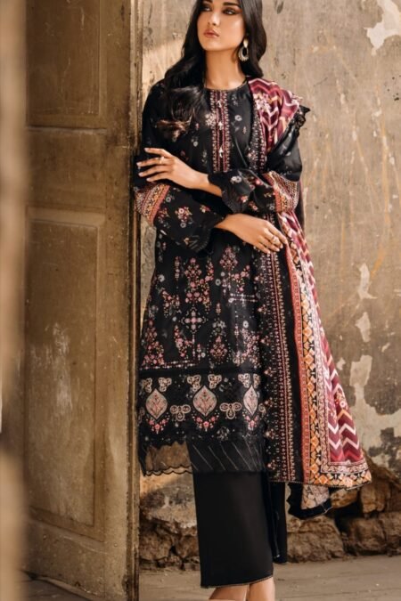 black color unstitched embroidered pakistani suits