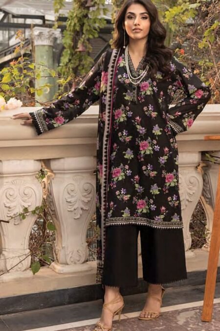 Printed Cotton Suit With Chiffon Dupatta - D01