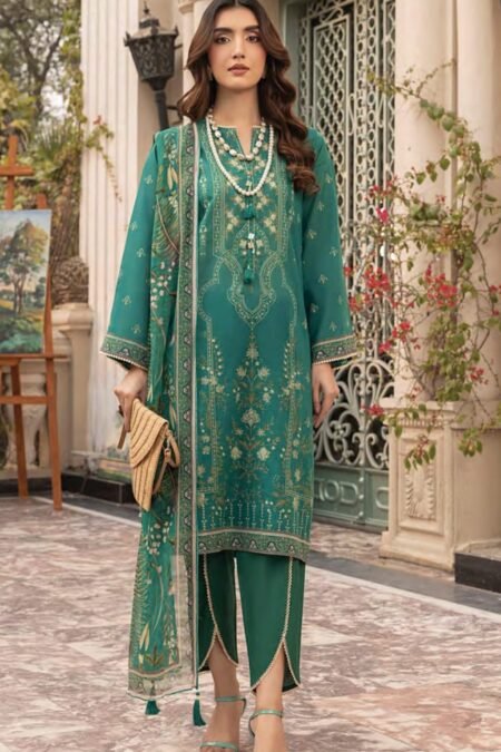 Printed Cotton Suit With Chiffon Dupatta - D02