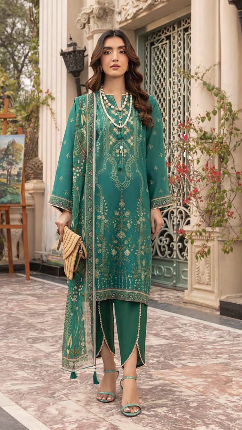 Printed Cotton Suit With Chiffon Dupatta - D02