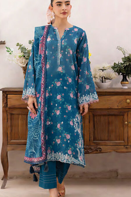 Unstitched 3-Piece Embroidered Lawn Suit - D02